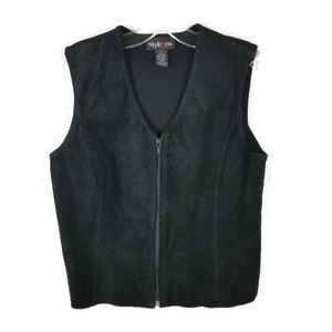 Style & Co 100% Leather Front Black Vest